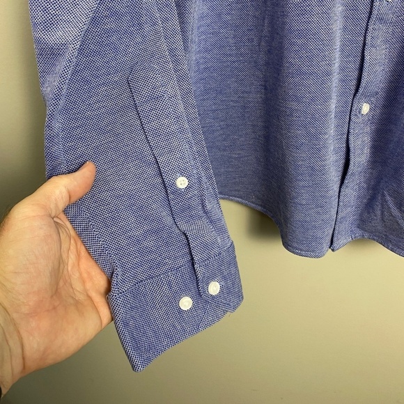 Black Brown 1826‎ Men's Blue Fitted Long Sleeve Button Up Dress Shirt Size XL - Picture 3 of 11